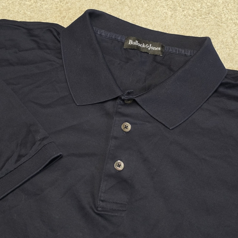 Bullock & Jones Mens Short Sleeve Navy Blue Polo Shirt Filo di Scozia Cotton XXL
